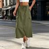 Women's High Waisted Cargo Skirt with Elastic Waist, Pockets and Slit, Color Casual Skirt for Everyday Wear