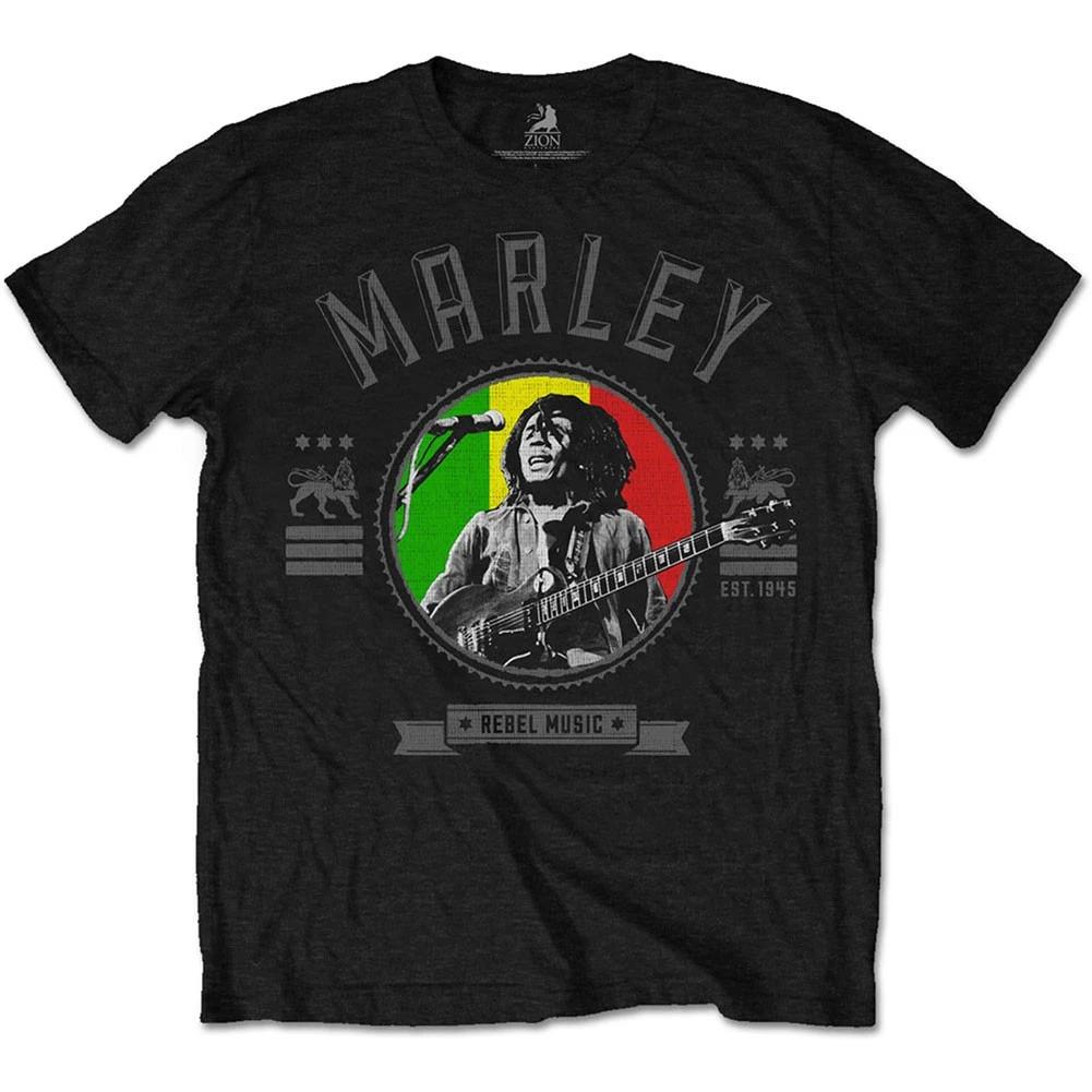 Men s Bob Marley Rebel Music Seal Slim Fit T-shirt Small Black XXXXL