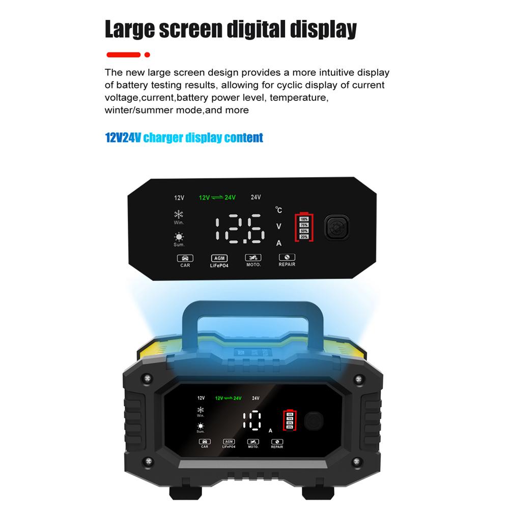 FOXSUR Fully Automatic Battery Chargers 12V10A 24V5A Automotive Battery Maintainer Trickle