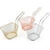 Mini Square Fry Basket Metal French Fries Chips Holder with Handle Desk Food Presentation Mesh Basket Kitchen Accessories Tools