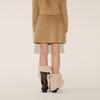 Soltipebeul Pintuck Snap Pleated Skirt [Mocha]