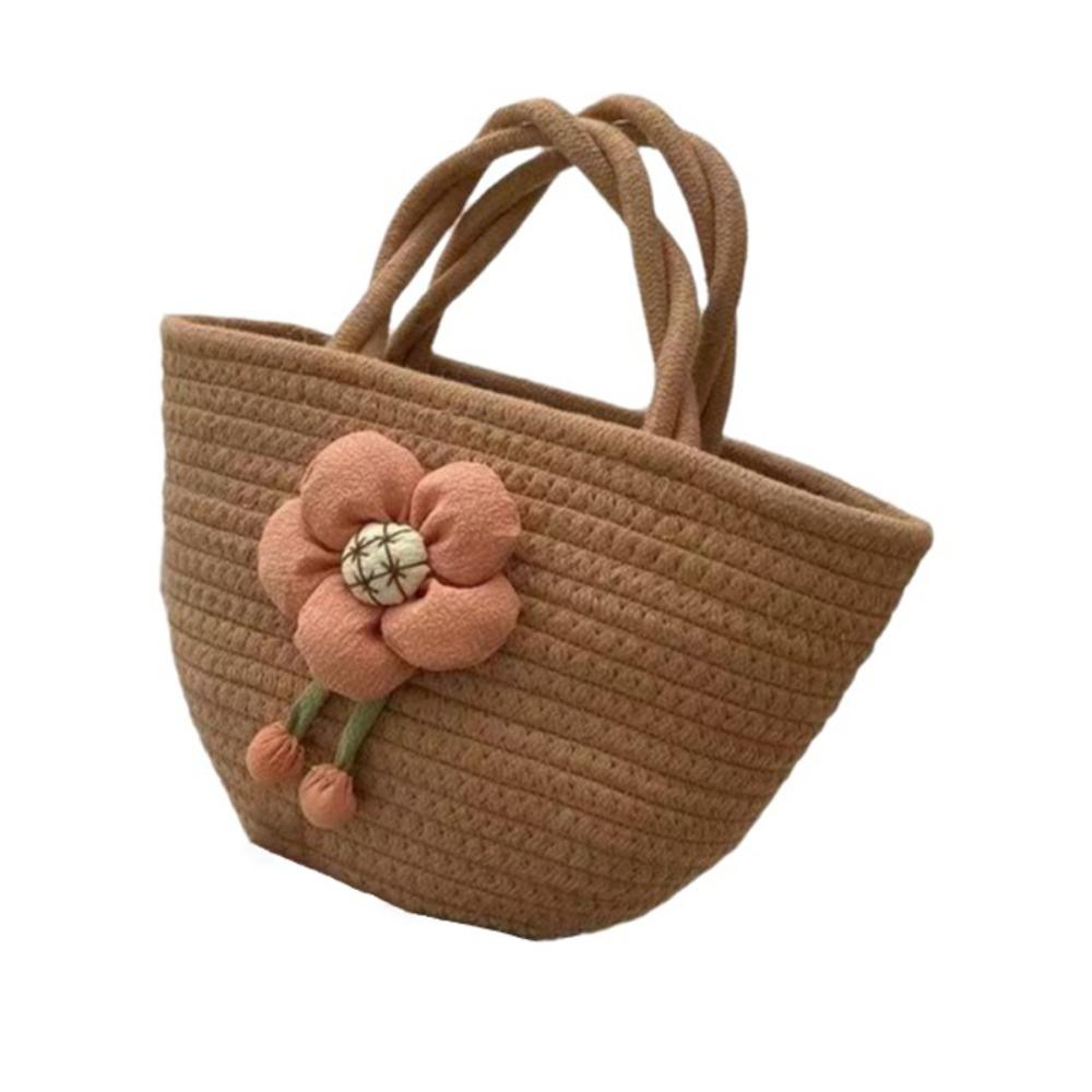 Portable Straw Woven Tote Bag High-capacity Flower Bucket Bag Handmade All-Match Handbag Beach