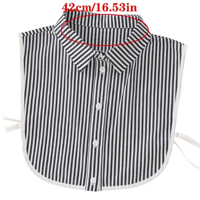 Colletto Falso Moda Con Strisce Bianche Collare Rimovibile Mezza Camicia Blusa Accessorio Professionale per Ufficio