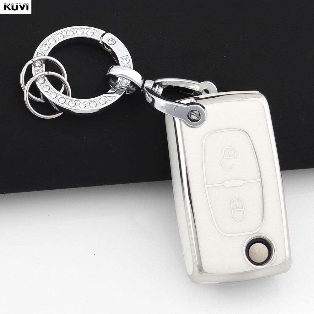 Fashion TPU Car Key Case Cover Keychain Fob Shell For Citroen C2 C3 C4 C5 C6 Xsara Berlingo For Peugeot 207 307 308 407 607 807