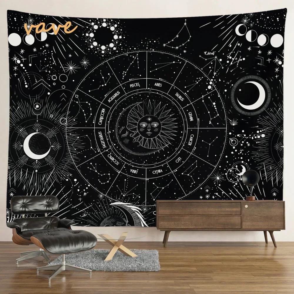 VIKAMA Mysterious Tarot Tapestry Sun Moon Mandala Wall Hanging for Meditation Witchcraft Altar Bohemian Home Decoration