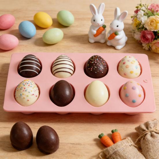 Molde de Silicona para Hornear Huevo de Pascua Molde Flexible Antiadherente para Chocolate Pastel Pudín Gelatina Reutilizable Fácil Desmoldeo Herramienta para Hacer Postres Jabón Casero