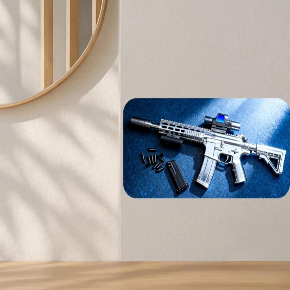 Tactical AR Rifle Tin Sign Metal Wall Art Silver for Gun Man Cave Bar Garage
