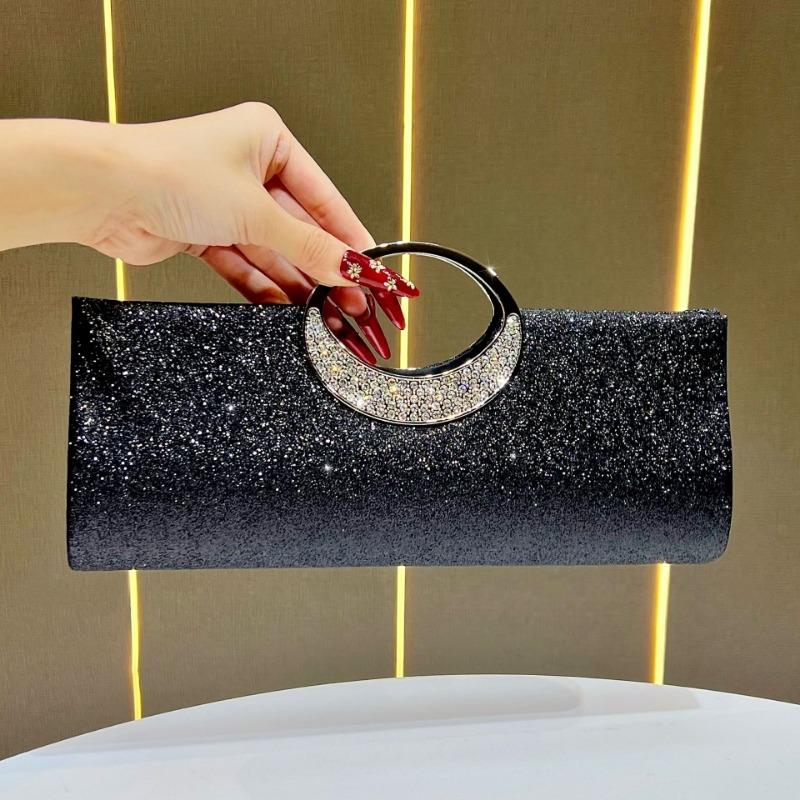 Dinner Bag: Shiny Handbag, Single-shoulder Crossbody Bag, Light Luxury Diamond-encrusted Elegant Clutch