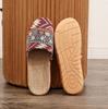 Ethnic Style Rhombus Bag Head Slippers Women's New Cloth Large Size Slippers Wholesale Linen Couple Comfortable Cotton and Linen Home