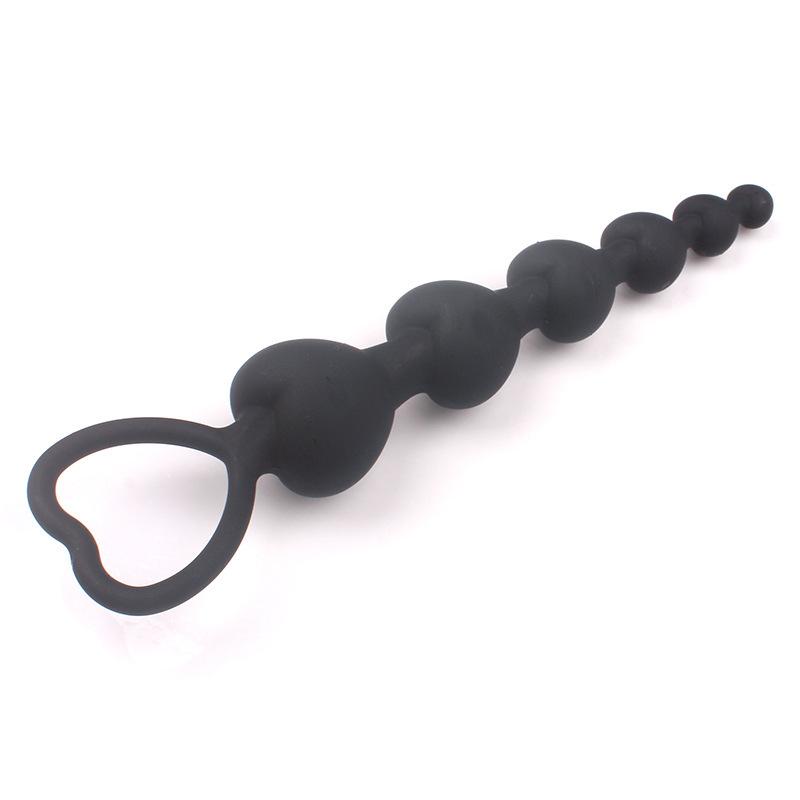 Soft Silicone Anal Beads Long Butt Plugs Ass Massage Heart Shape Anal Plug Dilator Adult Sexual Games Sex Toys for Gay Men Women