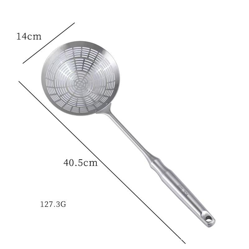 304 Stainless Steel Slotted Frying Basket Spoon with Heat Insulation and Anti-Scald Handle