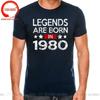 Vintage Legends Are Born In 1980 45 Years Old T Shirt Unisex Made In 1980 Tshirt Birthday Retro Anniversary Tees Streetwear Tshirt
