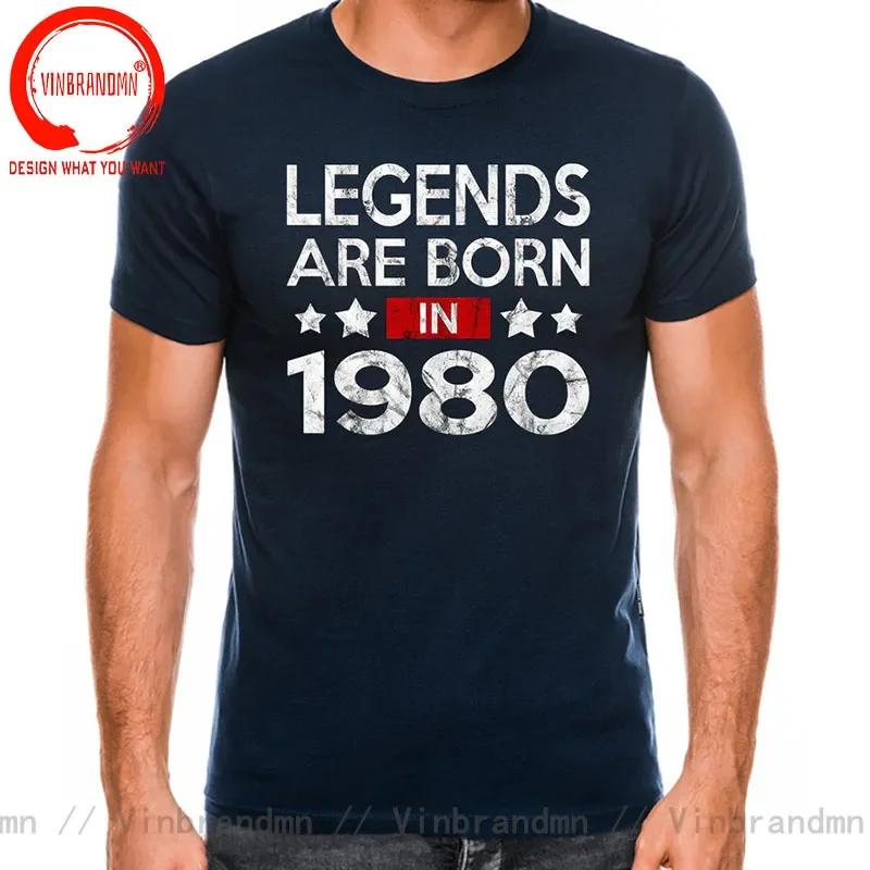 Vintage Legends Are Born In 1980 45 Years Old T Shirt Unisex Made In 1980 Tshirt Birthday Retro Anniversary Tees Streetwear Tshirt