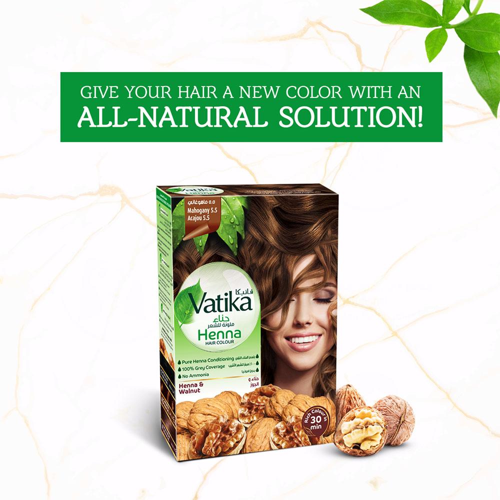 Henna Hair Color - Mahogany Pack of 2 - Vatika Naturals - Acajou 5.5 Color