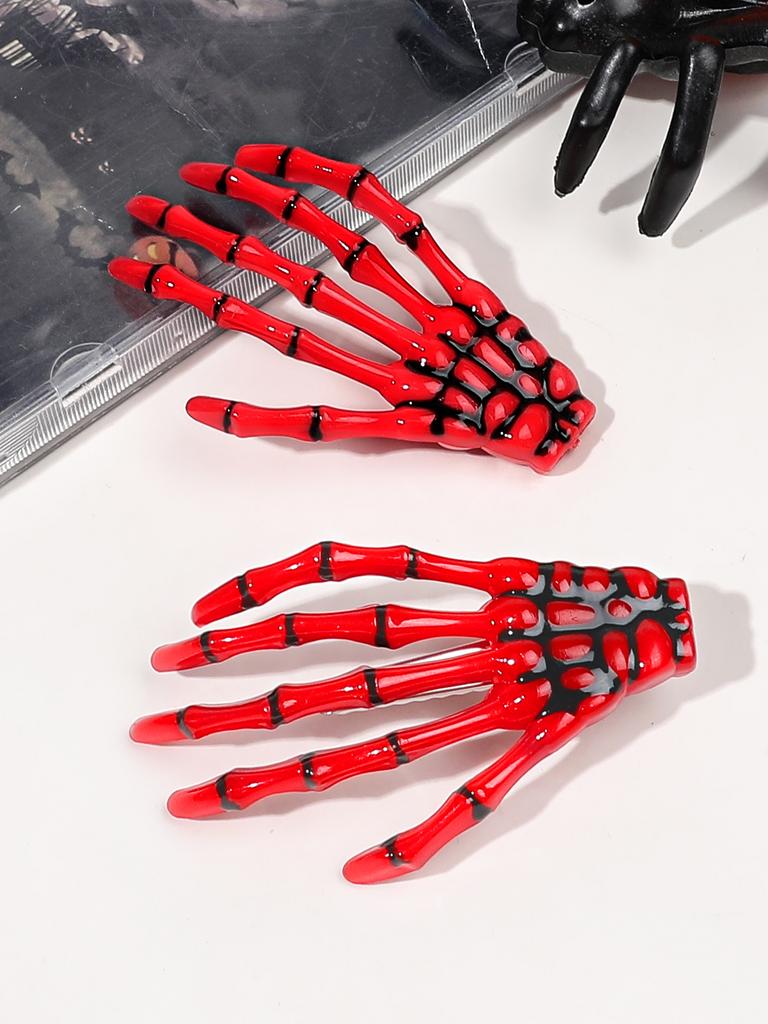 2Pcs Halloween Skeleton Hands Bone Hair Clips Claws Skull ,Gothic Punk Rock Hair Accessories for Women Girls Devil Party