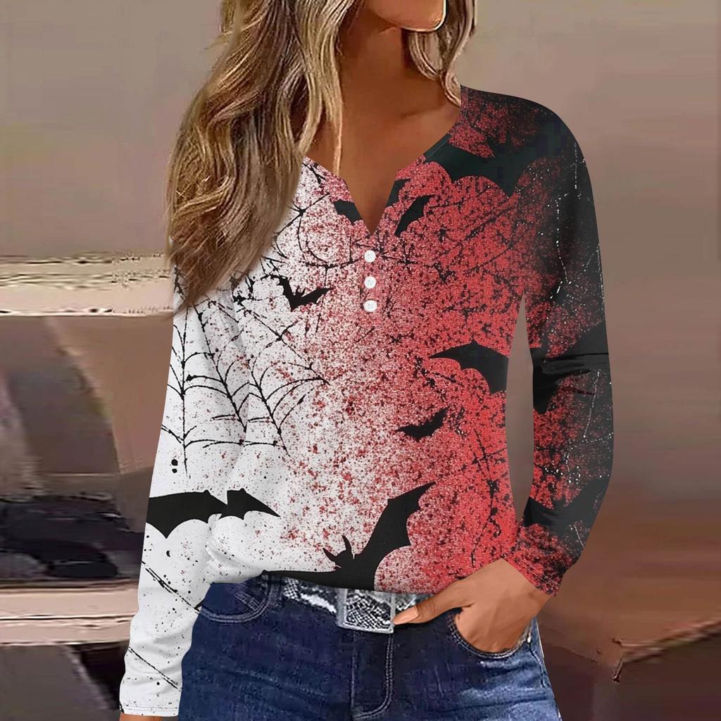 Women's T Shirt Tee Button Long Sleeve Daily Weekend Fashion Basic V- Neck Regular Top