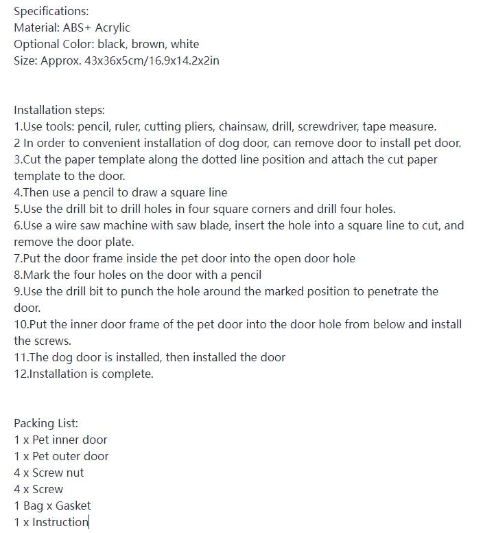 Dog Cat Flap Door Lock Security Flap Door For Dog Cat Kitten Cat Puppy Safety Gate ABS Plastic Large Pet Supplies
