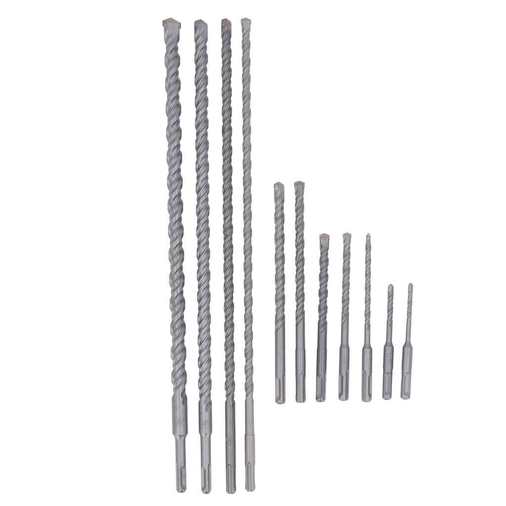 11Pcs Hammer Drill Bit Cemented Carbide High Speed Chip Removal Electric Hammer Drill Bit Set