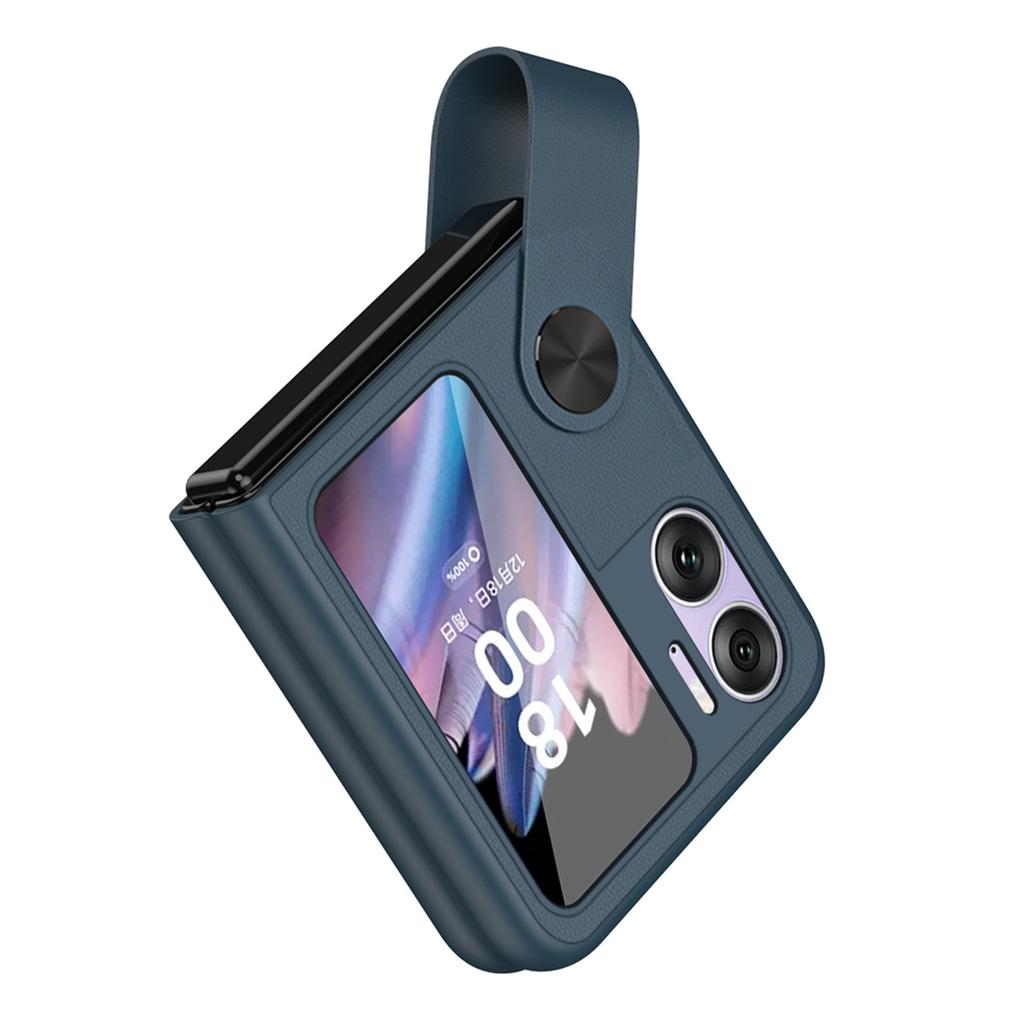Etui na Oppo Find N2 Flip 5G z uchwytem na palec, etui typu flip na telefon, pokrowiec z PU skóry i PC ze stojakiem