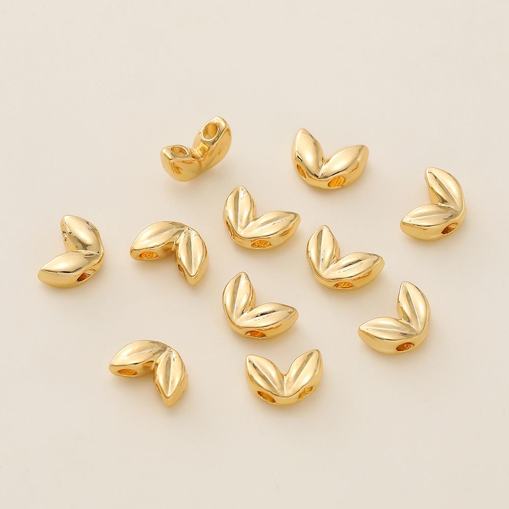 

5Pcs/Pack 5*7mm 14/18K Gold Color Plated Malt-Shaped Double Hole Spacer Beads for DIY Necklace Jewelry Making Accessories