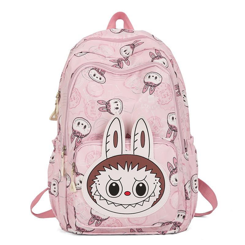 Trendy Large Capacity Anime Cartoon Backpack For Middle School Students Unisex In Pink Purple Black Blue Coffee