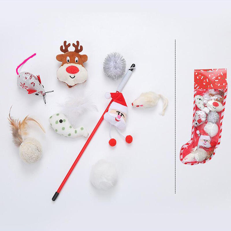 

Cute Christmas Pet Cat Toy Set Pet Christmas Gift Pet Toy Holiday Party Gift Ornament Elk