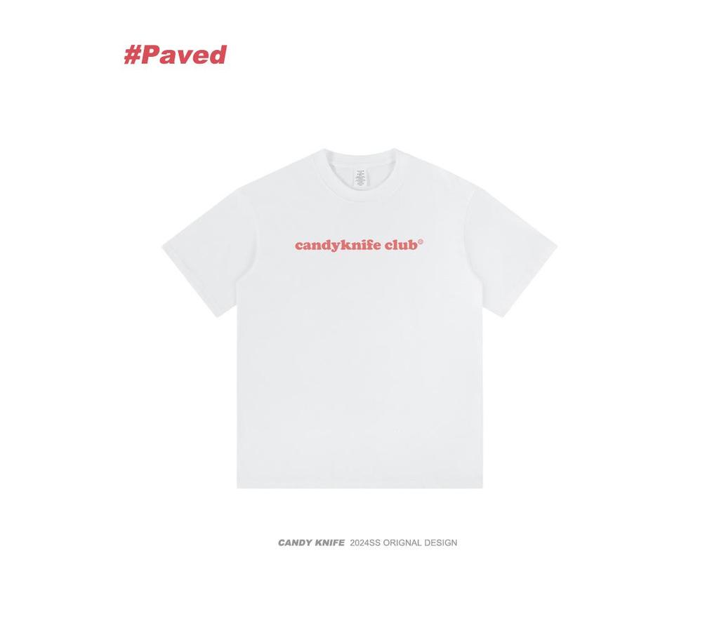 Unisex Retro Minimalist Letter Print Crew Neck T-Shirt - Heavyweight Cotton, Loose Fit, Short Sleeve Summer Style.