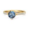 London Blue Topaz Classic Pave Solitaire Ring - 925 Sterling Silver Gold Vermeil