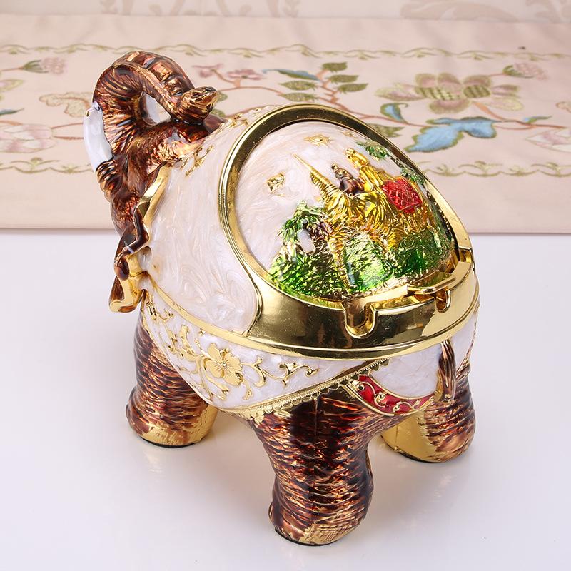 European retro elephant ashtray creative personality trend spherical metal cover multi-functional office home living room