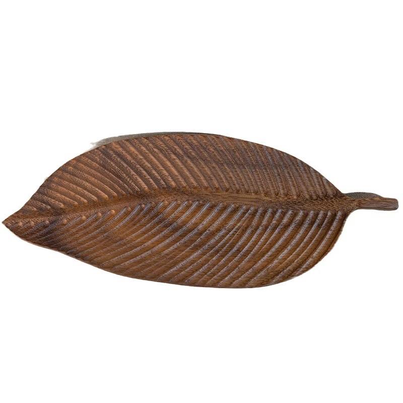 Walnut Wood Leaf Dessert Snack Tray