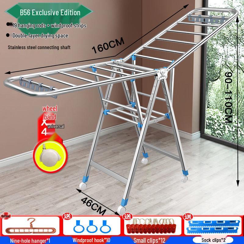 Foldable Stainless Steel Clothes Rack for Indoor/Outdoor Use