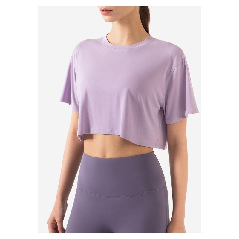 Loose Sports Short-sleeved Women's Navel-baring Modal Fitness Vest Short Sports Yoga Cover-up Top