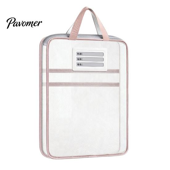 Multi-purpose Storage Kits Transparent Nylon Document Bag, Portable Lightweight Mesh File Organizer with Zipper Pouches And Strap, Large Capacity