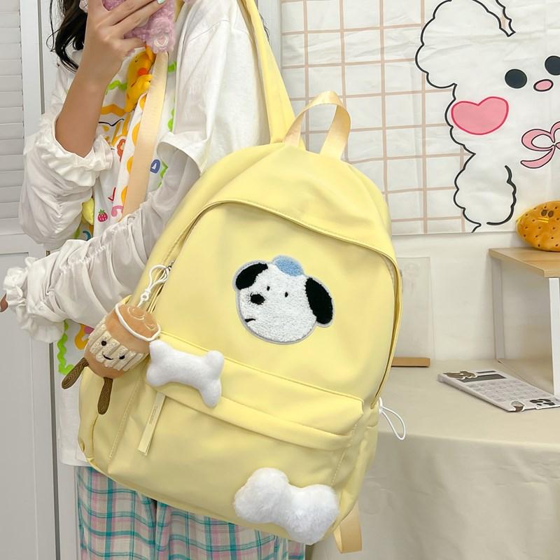 Student Cartoon Schultasche Hundedruck Damen Rucksack im College-Stil mit großer Kapazität für die dritte bis sechste Klasse