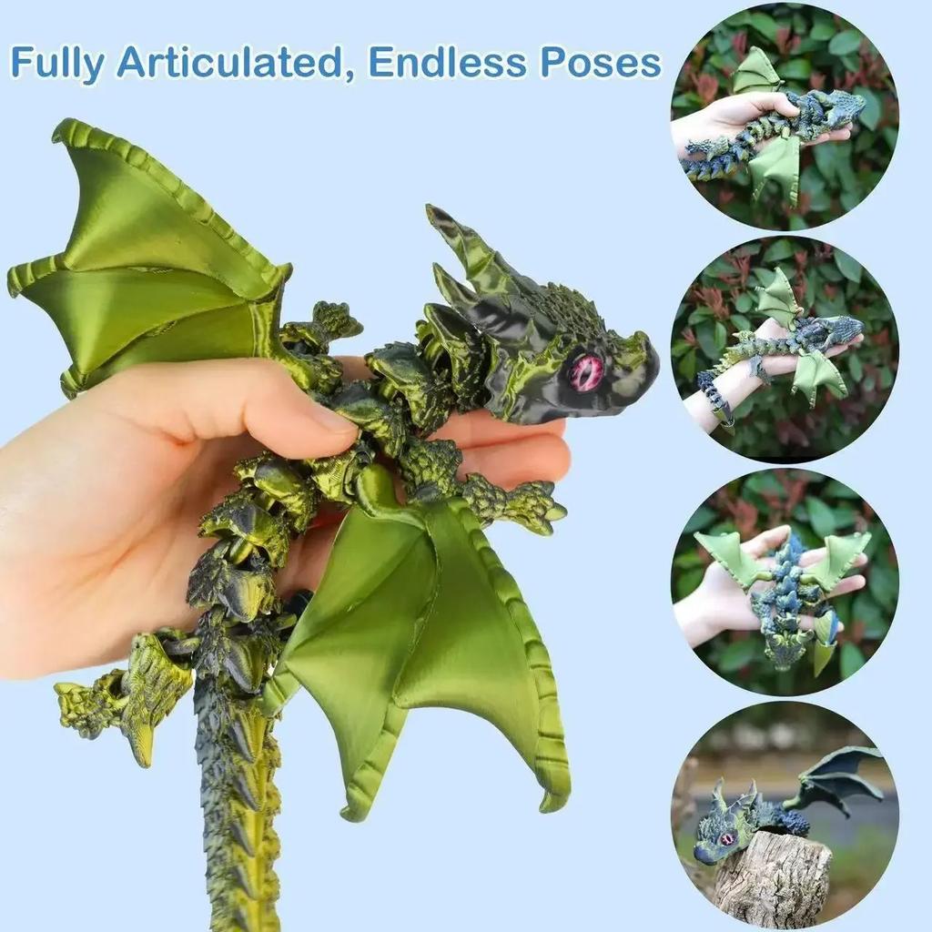 30cm Creative 3d Printed Dragon Statue With Wings Resin Art Decoration Dragon Home Office Desktop Decoration Decoration