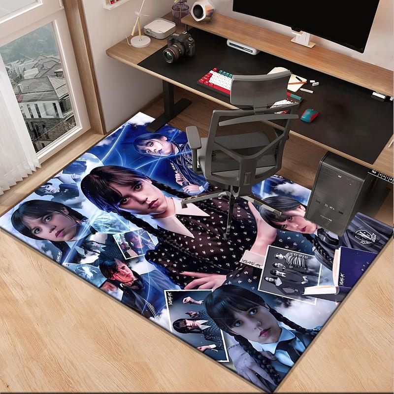 Wednes-day Gothic Family Reunion Office Rug Chair Mat, Game Carpet, Suitable for Front Door, Bedroom, Living Room, Desk, Holiday Gift