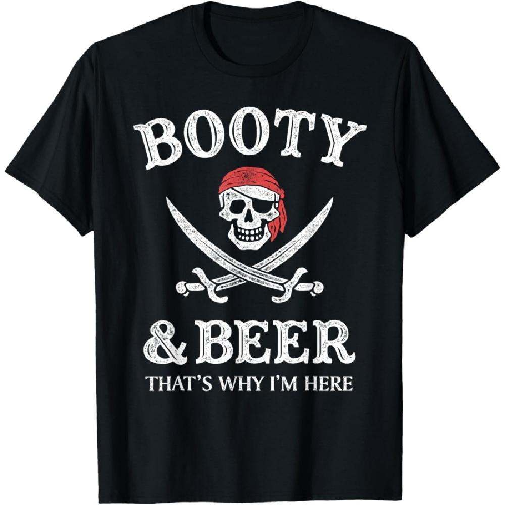 

Booty And Beer That s Why I m Here Funny Vintage Pirate T-Shirt XXXXXL чёрный