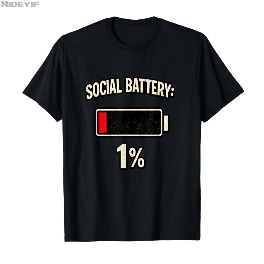 Warning Social Battery Low 1 Tshirt For Men Women 100 Cotton T Shirts Short Sleeve Tops 05011