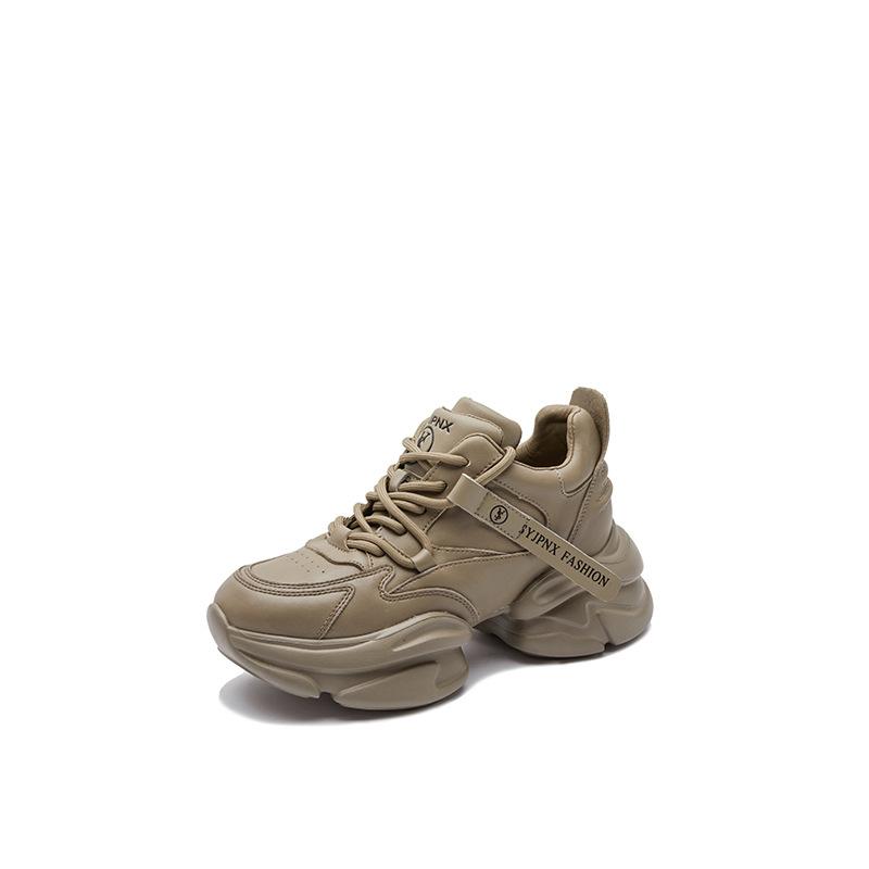 Trendy dad shoes women's early autumn new European station leather thick-soled versatile small feet color matching casual shoes