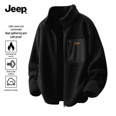 Men's Double-Sided Fleece Lined Stand-Up Collar Jacket