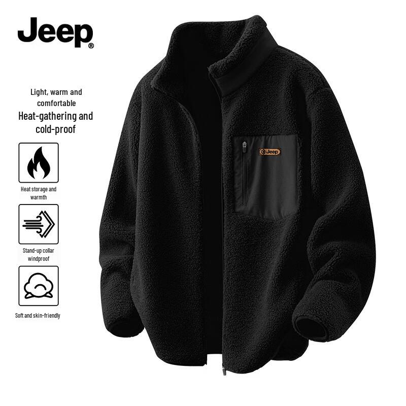 JEEP Men s Double-Sided Fleece Lined Stand-Up Collar Jacket M
