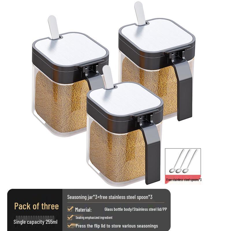 Wall-Mounted Glass Spice Jar Set