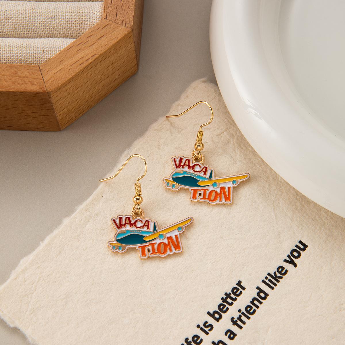 

Summer Vacation Childlike Style Cartoon Earrings Female Creative Plane Slippers Cute Stud Earrings Personalized Fashion Childlike Earrings