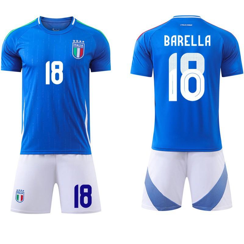 European Cup Italian Home Football Uniform Set Jersey No. 14 Chiesa Jr. 18 Barrera National Team
