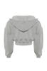 Women's Fashion Black Thick Fleece Hooded V-Neck Relaxed Cut Crop Knitted Sweatshirt