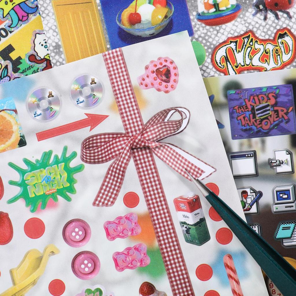 JIAMEI 30 Blatt Retro und Zukunft Serie Kawaii Ins Stanzbuchstaben Aufkleber Buch DIY Tagebuch Clipbook Ästhetische Aufkleber