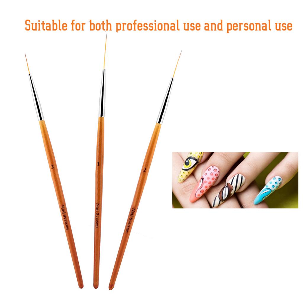 3Pcs Nail Art Drawing Line Brush Painting Pen Nail Dotting Tool Set
