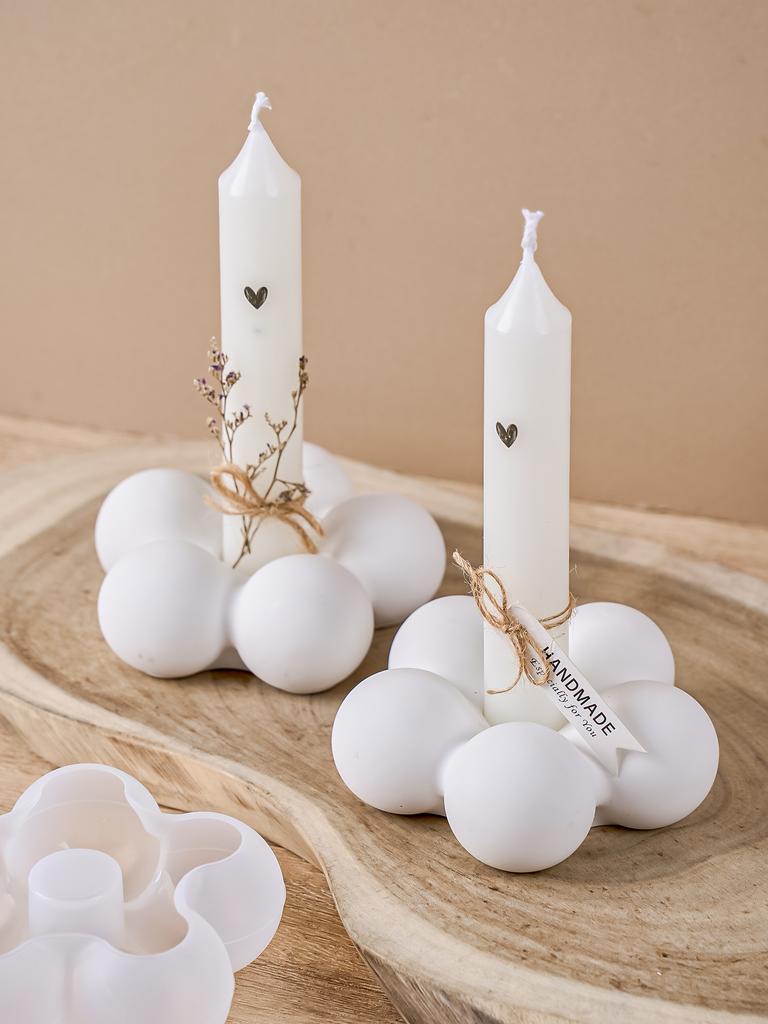 DIY Niedlicher Wolken-Blumen-Kerzenhalter Silikonform Handgemachtes Kerzenständer-Ornament Gipsform Harz-Handwerk Gießen Heimdekor