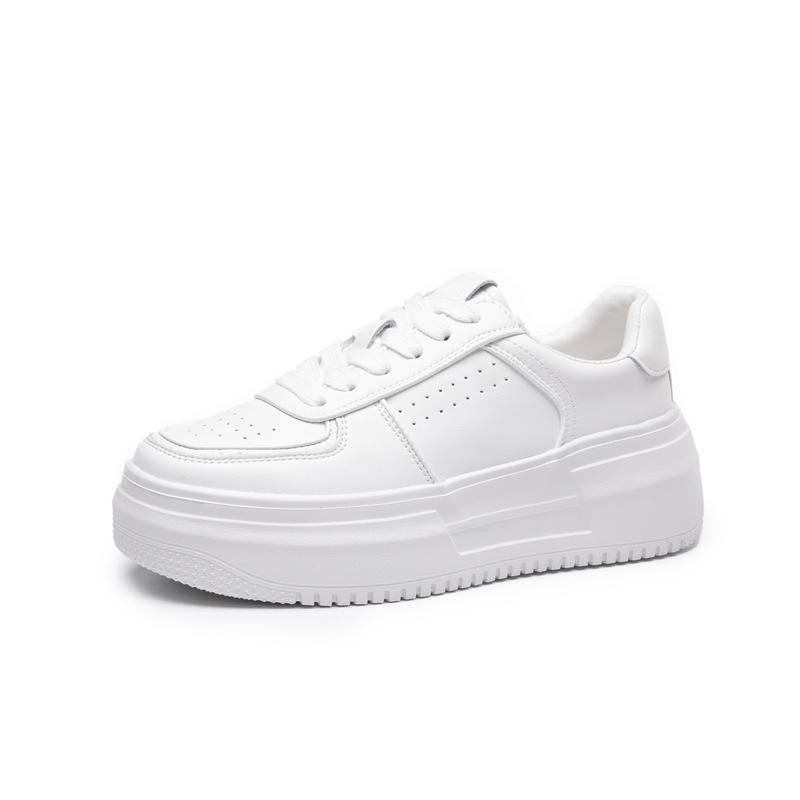 Cowhide version of little white shoes women's summer new breathable casual shoes small man height increase 6cm leather muffin board shoes