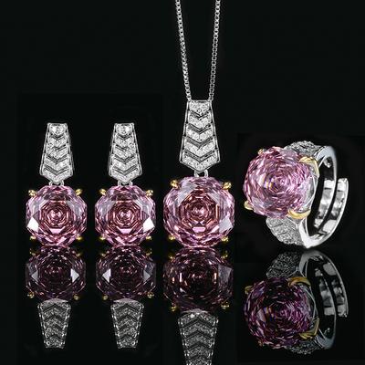Jewelry Copper Bottom Gold-Plated Rose Cut Dry Rose Temperament Set Main Stone 14-12Mm